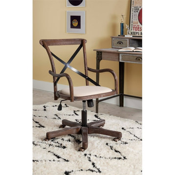 Pemberly Row Contemporary Adjustable Swivel Cafe Office Chair in Brown