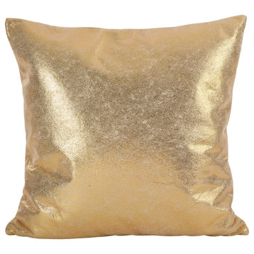 Shimmering Metallic Design Down Filled Throw Pillow, 20"x20", Gold