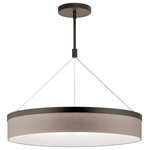 Kichler - Kichler Mercel Small 3 Light LED Chandelier/Pendant, Olde Bronze - Add softness to modern dining tables and kitchen islands with the floating style of the Mercel 3 light chandelier/pendant in Olde Bronze. A sheer linen shade in grey or white appears suspended in air by thin wires. The LED light delivers illumination while keeping the look clean and simple.