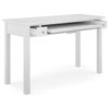 Contemporary Desk, Pine Wood With 2 Drawers and Keyboard Tray, White
