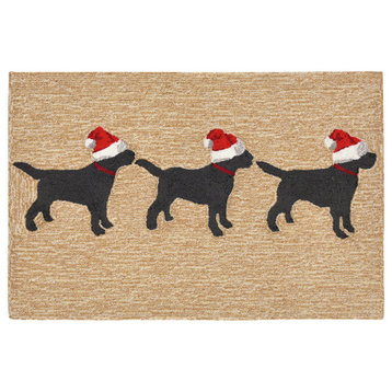 Frontporch 3 Dogs Christmas Indoor/Outdoor Rug Neutral 2'x3'