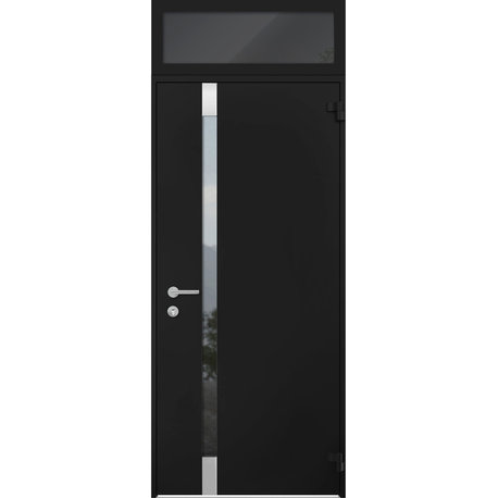 Exterior Entry Front Steel Door /Cynex 6777 Black /36x80+16 Right Outswing