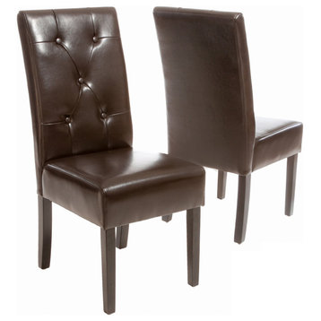 GDF Studio Alexander Leather Dining Chairs, Set of 2, Brown