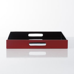 Astin Lacquered Tray Large - Crimson - Decorative Accents
