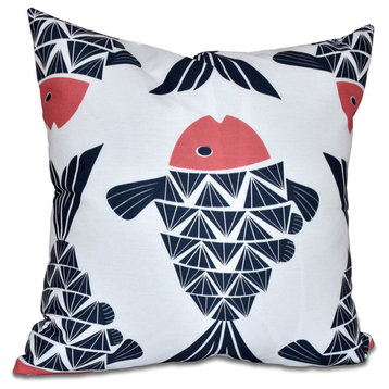 Big Fish, Animal Print Pillow, Navy Blue, 20"x20"