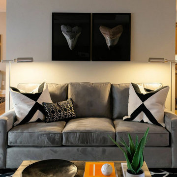 Transitional + Contemporary Living Room: A Gorgeous Mix of Black, White & Wood