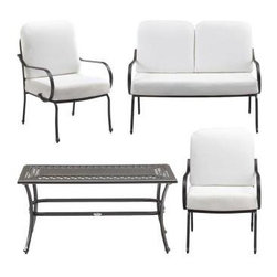 Hampton Bay - Hampton Bay Patio Tables. Fall River 4-Piece Patio Seating Set with Bare Cushion - Patio Furniture And Outdoor Furniture