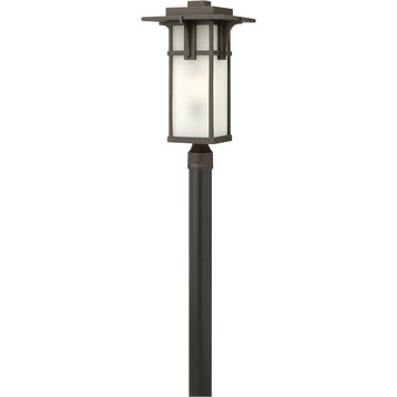 Manhattan Outdoor Post/Pier Mount, Oil Rubbed Bronze With Etched Seedy Glass