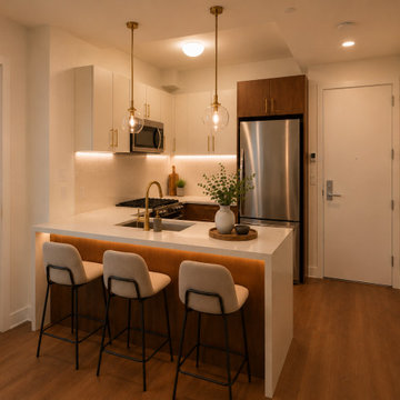 Contemporary Williamsburg Kitchen with Walnut Cabinetry