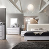 Athens, White Lacquer 5-Piece Platform Modern Bedroom Set, Eastern King
