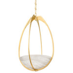 Hudson Valley - Hudson Valley 4319-AGB Lloyd 1 Light Pendant, Aged Brass - Shade/Diffuser Color : White