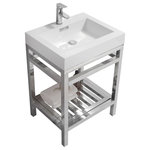 Kubebath - Cisco Stainless Steel Console With Acrylic Sink, Chrome, 24" - This elegant Console Vanity is compact in size and ideal for any small Bathroom or Powder Room. It's made of durable 16 Gage 316L Stainless Steel and comes with a Reinforced Acrylic Composite Sink w/ Matching Rectangular Chrome Overflow��_��__cover.. 16 Gauge, 316L Construction Console. Reinforced Acrylic Composite Countertop With Integrated Sink. Installation Hardware Included. Sink Has Overflow. Minimum Assembly Required. Durable Chrome Finish
