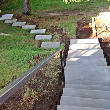 Concrete Stairs w/Metal Railing & Concrete Paver Walkway