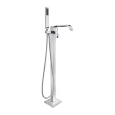 AKDY Floor Mount Bathtub Filler Faucet With Shower Head, Chrome Finish