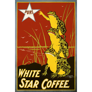 White Star Coffee Vintage Frog Advertising Poster Giclee Print Canvas or Paper