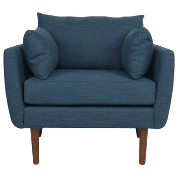 Viewland Contemporary Fabric Upholstered Club Chair with Accent Pillows, Navy Blue