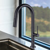 Fine Fixtures Pull Down Single Handle Kitchen Faucet, Black/Red