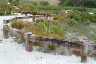 Public Space Landscape Use of Rustic  NZ Pine Railway Sleepers