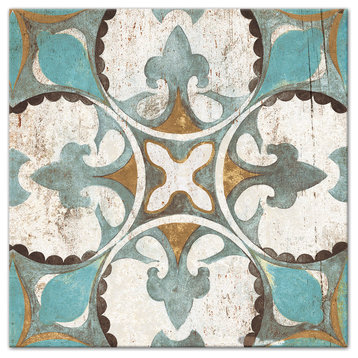 Distressed Moroccan Tile Canvas Wall Art, 12x12