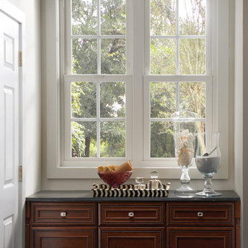 Tuscany Series mulled single hung with colonial inset grids in white