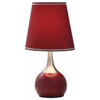 Leah Contemporary Touch Lamp, Gold and Burgundy