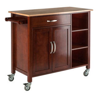 Wood Small Butcher Block Kitchen Cart In Natural Brown - Pemberly