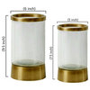 Gold Rimmed Glass Cylindrical Hurricane, Small: 7.5in H X 5in D