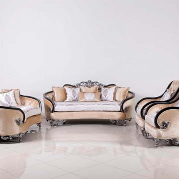Rosabella Luxury Sofa Set Black – Silver