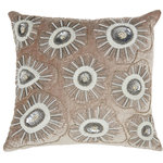 Nourison - Mina Victory Luminecence Beaded Flower Blossom Nude Throw Pillow - Jewelry for your rooms, this elegantly handcrafted rhinestone, bead and embroidered collection adds a touch of sparkle to your day.