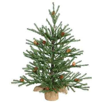 Vickerman 18" Carmel Pine Artificial Xmas Tree With Pine Cones & Burlap Base