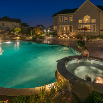 Custom Natural Swimming Pool- Boulders & Waterfalls