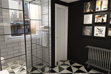 サセックスにあるインダストリアルスタイルのおしゃれな浴室の写真