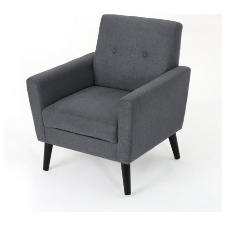 GDF Studio Sierra Mid Century Fabric Club Chair, Dark Gray