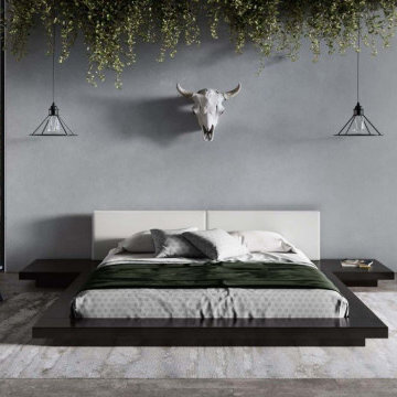 Contemporary Black and White Platform Bed 1876818
