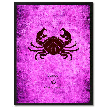 Cancer Horoscope Astrology Purple Print on Canvas with Picture Frame, 13"x17"