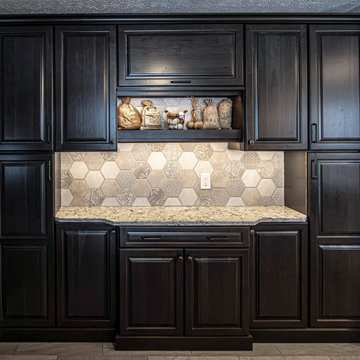 White Kitchen with Cherry Slate Coffee Bar