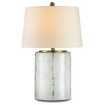 Currey and Company - Currey and Company 6197 Oscar - One Light Table Lamp - The elegant drum-like water-glass body of the OscaOscar One Light Tabl Clear Glass/Brass Of *UL Approved: YES Energy Star Qualified: n/a ADA Certified: n/a  *Number of Lights: Lamp: 1-*Wattage:150w A bulb(s) *Bulb Included:No *Bulb Type:A *Finish Type:Clear/Brass