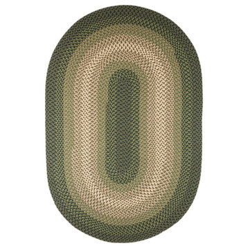 Pinecrest Rustic Braided Rug Green Multi 5'x8' Oval