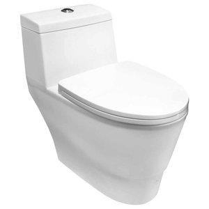Single Flush 1.28gpm Ucore 1.28 GPM Contemporary Elongated 1-Piece Toilet White 