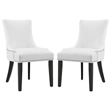 Marquis Dining Chair Faux Leather Set of 2, White