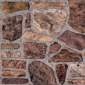 Faux Stone 3D Wall Panels, Shades of Brown Grey, Set of 10, Covers 54 sq ft