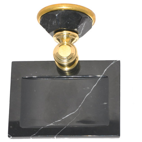 Soap Dish With Nero Marquina Marble Accents, Polished Nickel
