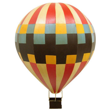 Colorful Checks Hot Air Balloon Wall Sculpture, Retro Art Unique