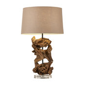 Teak Root Table Lamp, 8x14"
