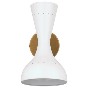 Pisa Wall Sconce, White Lacquer and Antique Brass Metal