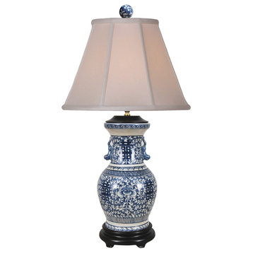 Blue and White Double Happinese  Table Lamp