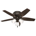 Hunter Fan Company - 42" Newsome Low Profile Ceiling Fan With Light, Premier Bronze - With its charming appearance, the Newsome low-profile ceiling fan with light will complement your casual design style. The clean line details throughout the fan body and blade irons work together to create a coherent design that will fit any small room with a low ceiling. The three-light fixture provides your ideal ambiance while the 42-inch blades are powered by a three-speed WhisperWind motor delivering superior air movement and whisper-quiet performance so you get all the cooling power you want without the noise. The Newsome Collection offers you the freedom to choose from many different sizes, light kits, and other options to maintain a consistent look throughout every room in your home.