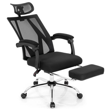 Modern Office Chair, Padded Seat With Ergonomic Breathable Back, Chrome/Black