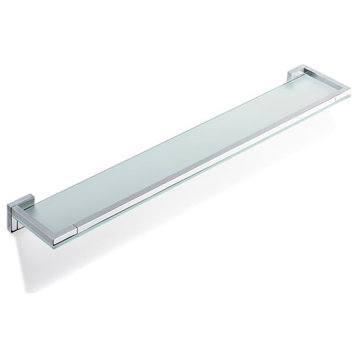 Q1 Bathroom Shelf 24". Polished chrome and tempered glass.