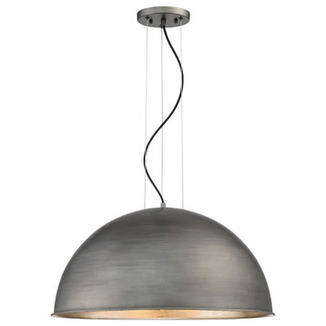 Sommerton 3-Light Pendant, Rubbed Zinc With Silver Leaf